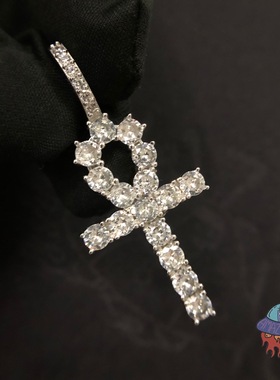 嘻哈风项链纯银不掉色十字架