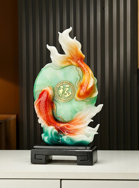 和氏璧玉锦鲤招财摆件