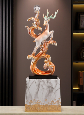 招财鹿摆件客厅电视柜装饰品