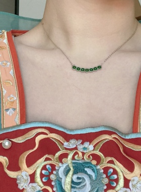 天然和田碧玉锁骨链首饰