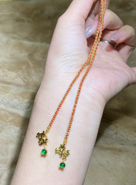 马年有福翡翠木马银编红绳手链