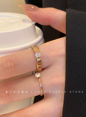 显白玫瑰金悬浮单钻锆石戒指