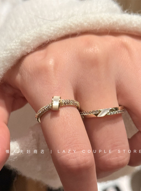 精致简约贝母素圈戒指女开口