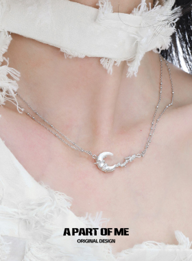纯银月亮项链清冷女小众设计