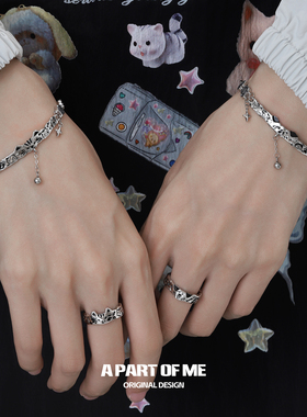 原创小众设计涂鸦小狗猫咪手链女冷淡高级感手镯抽拉链条可爱手环