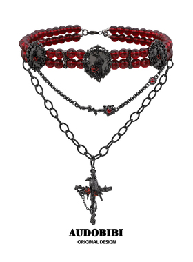 封神！原创乌鸦双层叠戴项链chocker十字架秋冬毛衣链高级感颈链