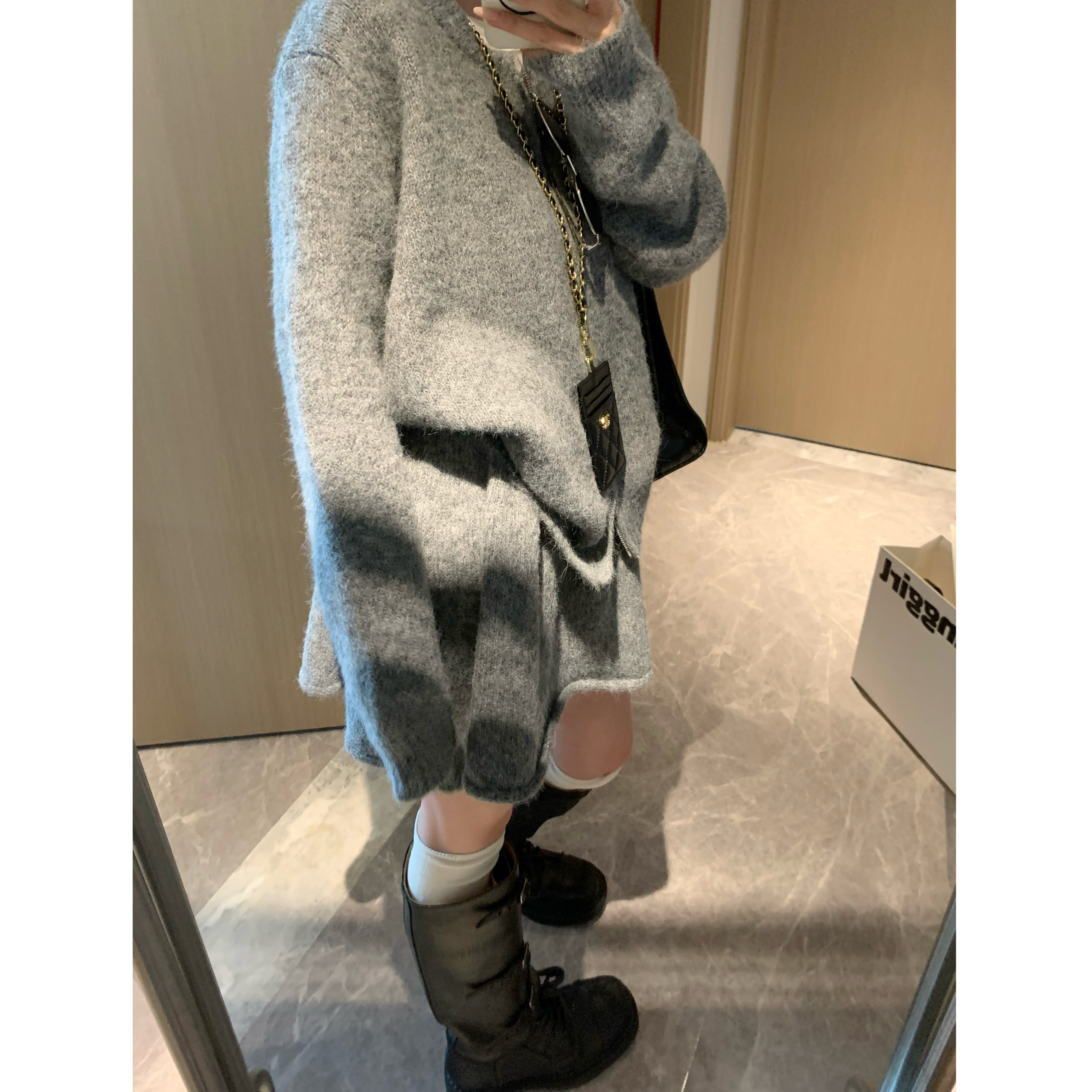 [香蕉派派]格雷系~双拉链毛衣短裙套装女秋新款气质温柔两件套,淘宝优惠券,粉丝福利购,淘宝优惠卷