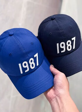 ins韩国新款潮牌1987刺绣棒球帽男春夏季显脸小宽檐韩版鸭舌帽女