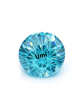 海蓝锆烟花切圆形裸石 高碳钻主钻 美甲耳钉镶嵌蓝色合成 CZ 钻