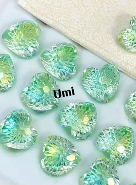 心形渐变烟花切锆石裸石 爱心形首饰镶嵌 DIY 配石厂家直供