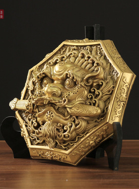 铜狮八卦招财大号睚眦家居摆件