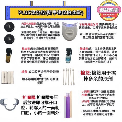 DIY牙饰牙钻工具包牙钻diy套装辣妹树脂胶 - 图2