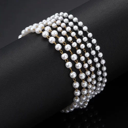 Цепь из нержавеющей стали из жемчуга, ожерелье и браслет, серьги, модный аксессуар, золотая цепочка, DIY, простой и элегантный дизайн