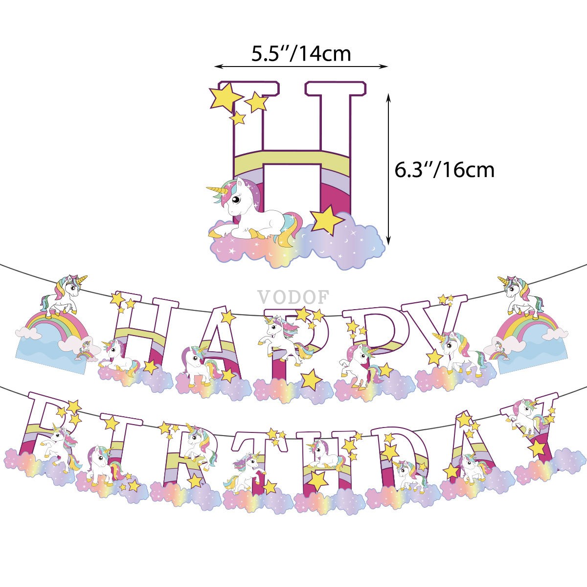 粉色独角兽派对装饰unicorn生日快乐拉旗乳胶气球蛋糕插装扮道具-图0