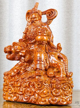 花梨实木雕刻武财神赵公明神像