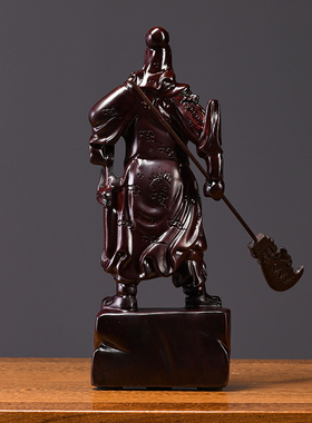 黑檀木雕关公摆件招财客厅