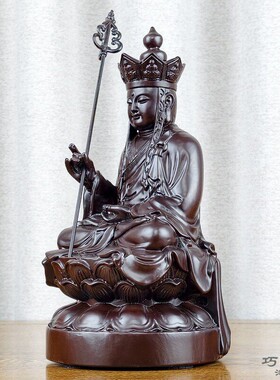黑檀实木雕刻地藏王佛像神像摆件