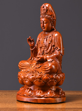 黑檀木雕坐莲观音菩萨