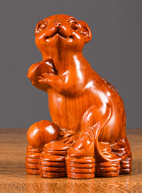 花梨木老鼠摆件十二生肖客厅