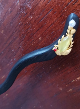 金凤凰簪子黑檀木复古风简约饰品