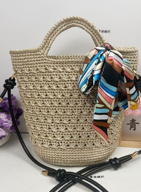 （斜挎单肩手提包材料）新款丝光棉麻扁带线钩包包手工DIY钩包