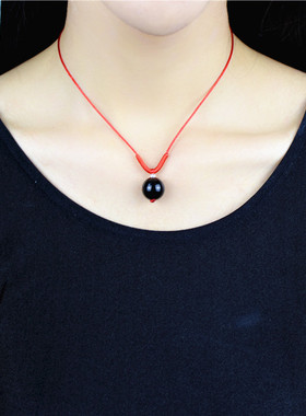 挂绳项链手工编制红黑玛瑙