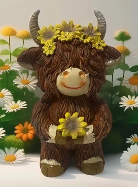 新品万圣节高地牛家居花园摆件农舍餐桌家庭玄关装饰品礼物