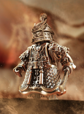 玩颜戚继光黄铜摆件中国古代人物盔甲金属手办国风磁吸人仔手把件