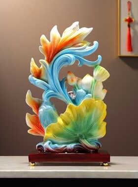 荷塘月色年年有余鱼摆件客厅电视柜家居办公室装饰店铺开业小礼品