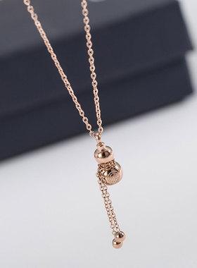 招财钛钢葫芦锁骨链不掉色不掉色