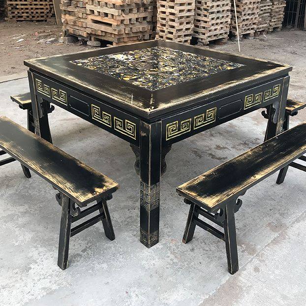 实木八仙桌四方形仿古饭店桌椅四方餐桌老式桌子商用两用桌椅组合,淘宝优惠券,粉丝福利购,淘宝优惠卷