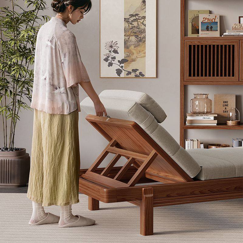 新中式实木沙发床小户型客厅卧室书房阳台现代简约贵妃床两用躺椅,淘宝优惠券,粉丝福利购,淘宝优惠卷