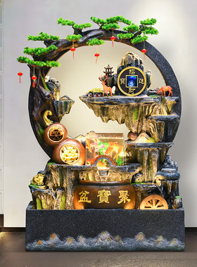 水幕墙流水屏风客厅玄关招财摆件庭院落地循环水假山喷泉景观装饰