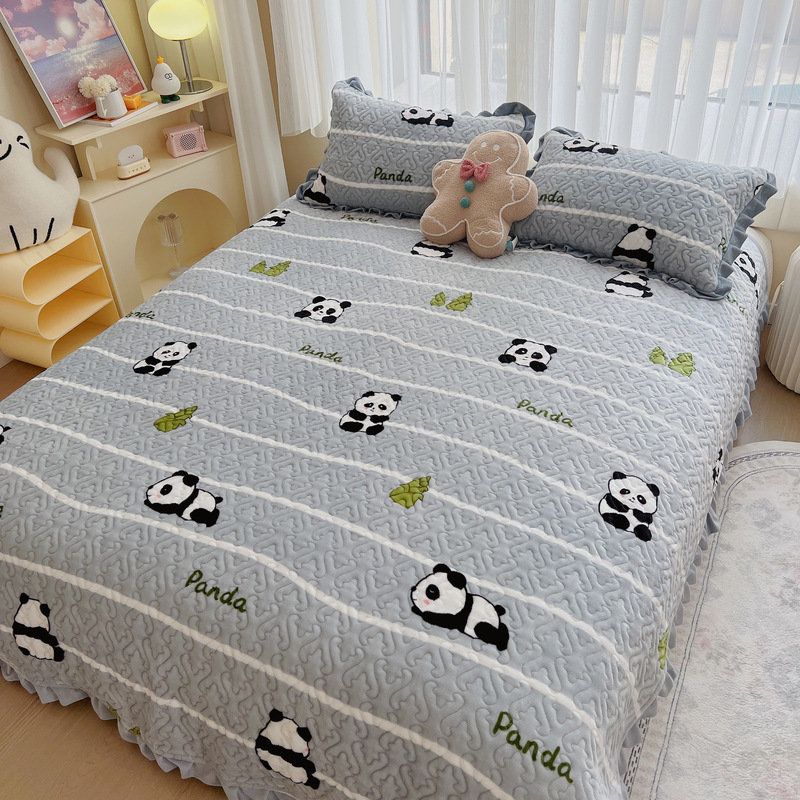 加厚牛奶绒床盖2025新款榻榻米冬季防滑炕垫子夹棉盖毯三件套水洗,淘宝优惠券,粉丝福利购,淘宝优惠卷