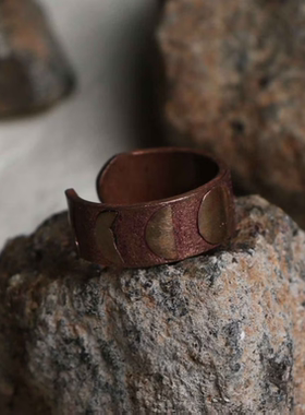 印度古代感Moon Phases Copper Ring月相铜戒指首饰