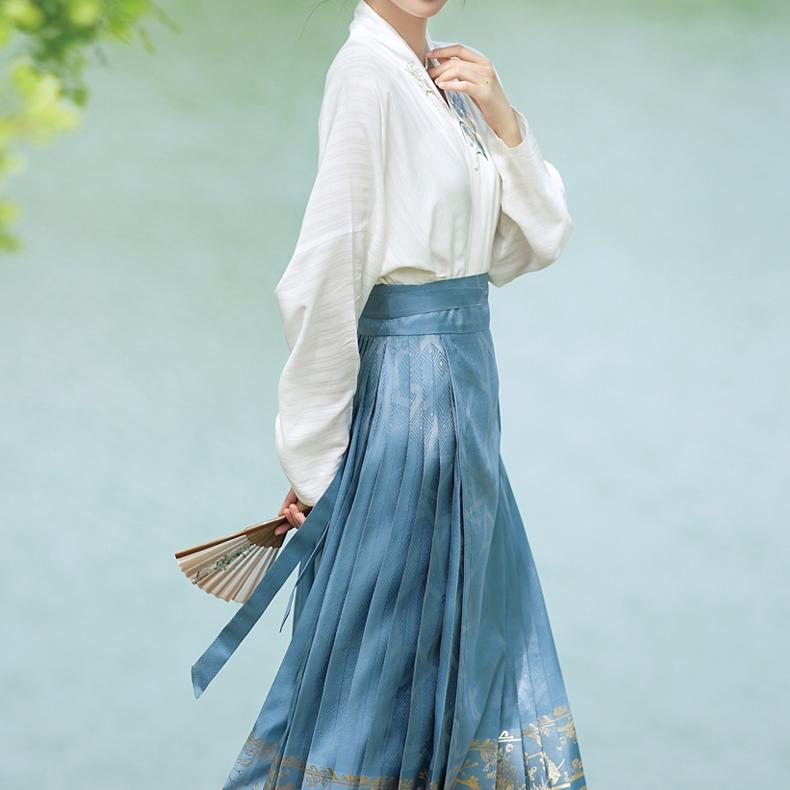 无衣饮羽原创【满庭芳】织纱马面日常夏季轻薄款高级感汉服马面裙 - 图0