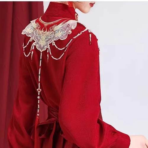 无衣饮羽【凤凰】秋冬绣花提花婚服订婚敬酒服马面红色2025新款 - 图1