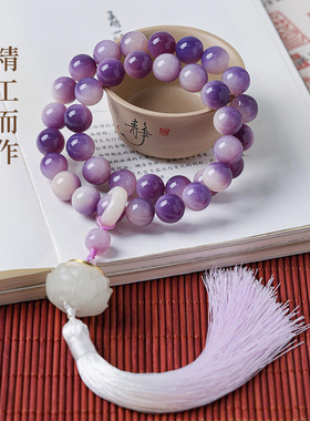 紫色飘花菩提手串男女学生绕指柔