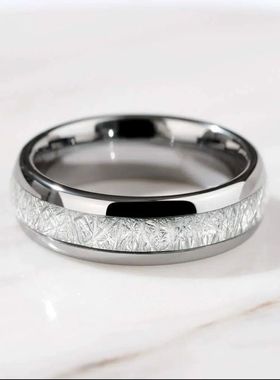 潮流个性雾凇纹戒指男钛钢戒指男潮单身时尚宽面戒指指环不掉色