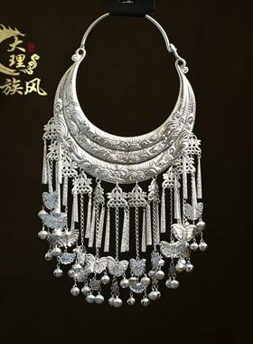 苗族铝项圈民族风舞台演出配饰 侗族仿银铝制项圈复古饰品