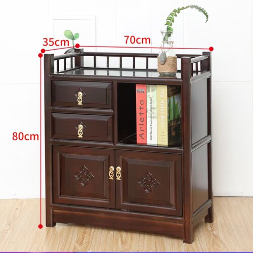 实木茶水柜茶桌边柜茶柜实木置物架客厅储物柜酒柜边柜中式餐边柜 - 图2