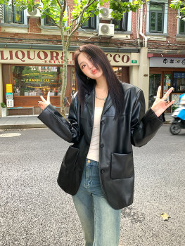 XIAOYI Customized Galaxy Crush Specialty Spring Black Retro Casual Jacket Women's Leather Jacket