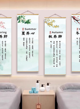 中医养生馆挂布理疗店四季养生文化宣传海报美容院墙面布置装饰画