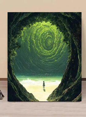 治愈绿色客厅装饰画挂画宫崎骏