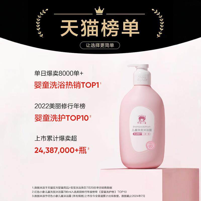红色小象儿童洗发水沐浴露二合一儿童宝宝沐浴乳洗护温和清洁