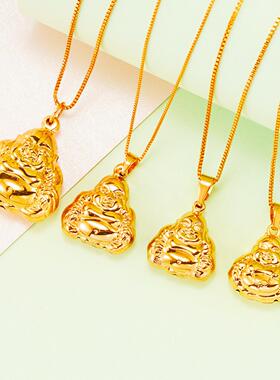 复古仿24K黄金空心弥勒佛吊坠