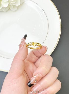 越南沙金爱心活口戒指女