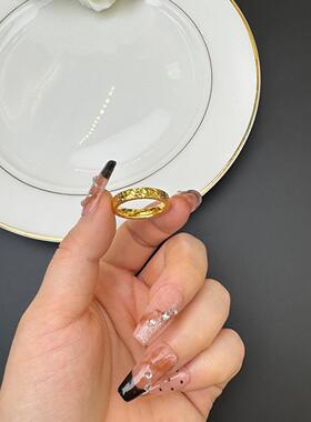 越南沙金锤纹碎冰戒指小众轻奢