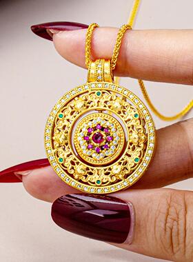 民族风镶锆八宝罗盘女沙金项链