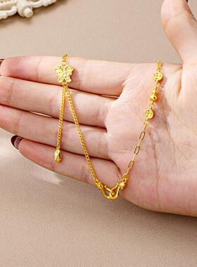 古法沙金蝴蝶AB套链女流苏项链